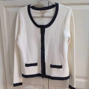 Elegant White and Black Women's Sweater